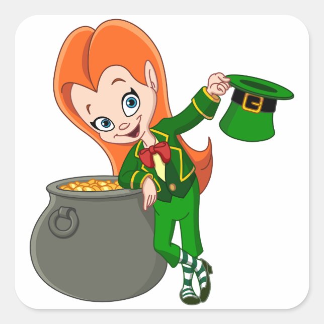 Adesivo Quadrado Leprechaun Girl Stickers (Frente)