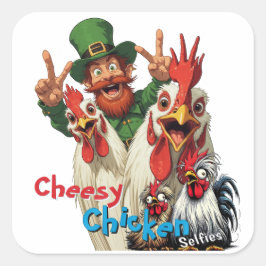 Adesivo Quadrado "Leprechaun Selfie" Chessy Chicken Selfies