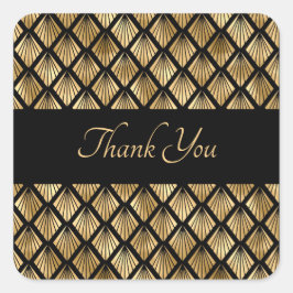 Adesivo Quadrado Leques Geométricos Art Déco Elegantes em Dourado e