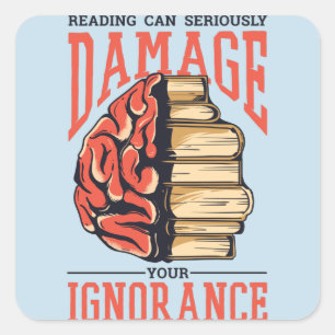 Adesivo Quadrado Ler Livros Pode Danificar Sua Ignorância