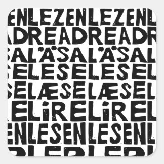 Adesivo Quadrado "Ler" preto e branco em 8 idiomas Lino Cut