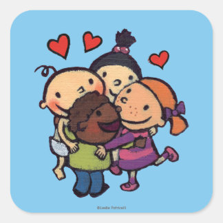 Adesivo Quadrado Leslie Patricelli Group Hug com Amigos