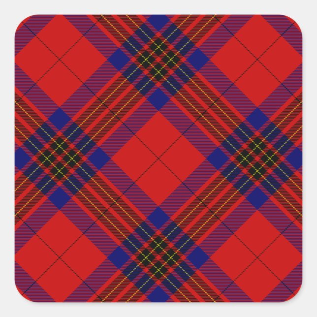 Adesivo Quadrado Leslie tartan xadrez azul roxa (Frente)