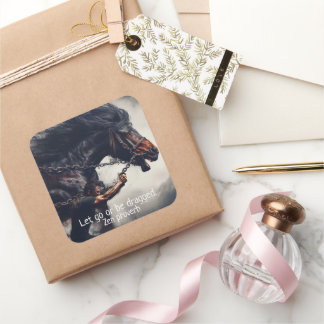 Adesivo Quadrado "Let Go" e Cavalo Poderoso