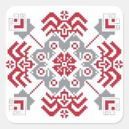 Adesivo Quadrado Letão Auseklis Folk — medalhão geométrico