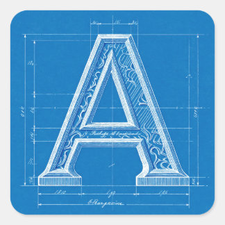Adesivo Quadrado Letra A Monograma Blueprint