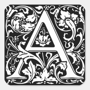 Adesivo Quadrado Letra A Monograma Medieval Art Nouveau