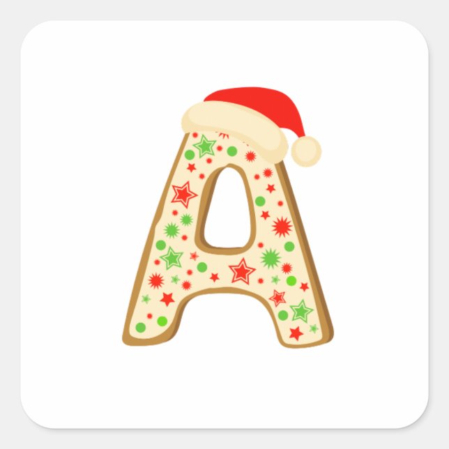 Adesivo Quadrado Letra alfabética de Natal A (Frente)