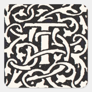 Adesivo Quadrado Letra Art Nouveau Monograma Vintage T
