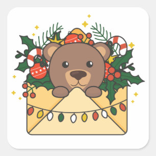 Adesivo Quadrado Letra Bear Natal Praça Bears Animais de Inverno