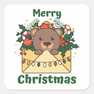 Adesivo Quadrado Letra Bear Natal Ursos de Inverno