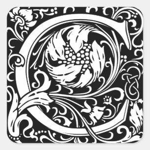 Adesivo Quadrado Letra C Monograma Medieval Art Nouveau