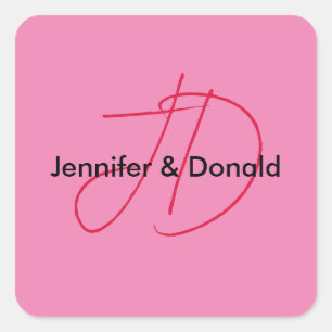 Adesivo Quadrado Letra clássica elegante monograma nome