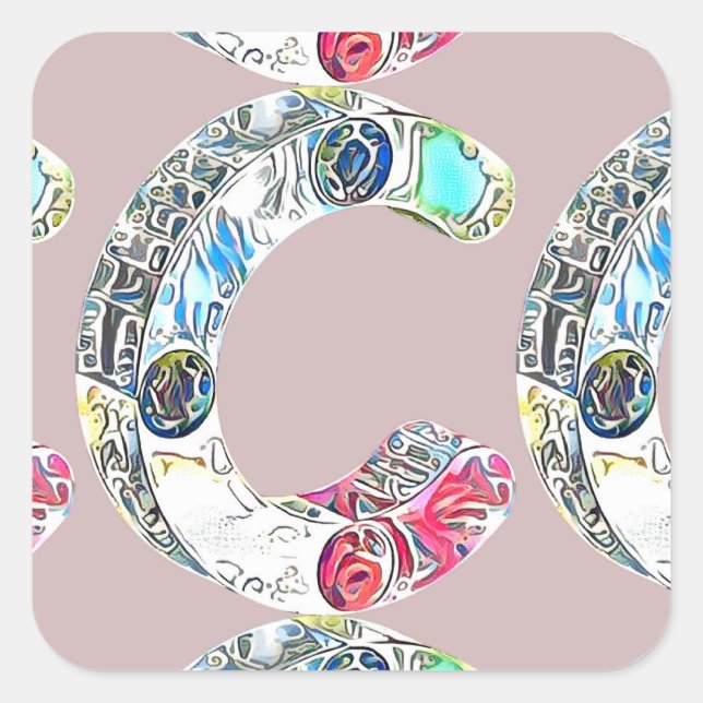 Adesivo Quadrado Letra Creative Alphabet C (Frente)