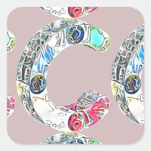 Adesivo Quadrado Letra Creative Alphabet C