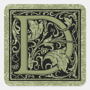 Adesivo Quadrado Letra D - Primeira Letra Monograma