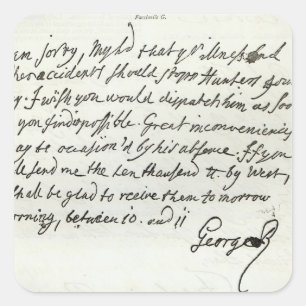 Adesivo Quadrado Letra de George II ao duque de Newcastle