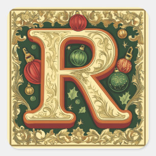 Adesivo Quadrado Letra de Natal Vermelha e Verde R: Espírito de Nat