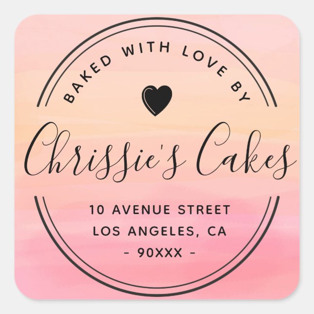 Adesivo Quadrado letra de script de cor aquosa laranja homebak (Frente)