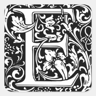 Adesivo Quadrado Letra E Monograma Medieval Arte Nova