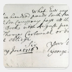 Adesivo Quadrado Letra escrita por Handel, em junho de 1716