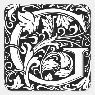 Adesivo Quadrado Letra G Monograma Medieval Arte Nova