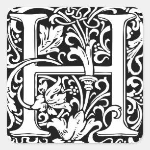 Adesivo Quadrado Letra H Monograma Medieval Arte Nova