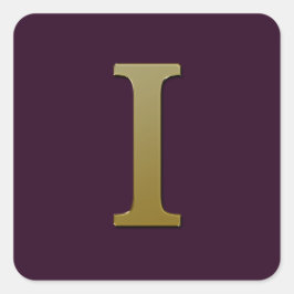 Adesivo Quadrado Letra I Dourada Praça Sticker
