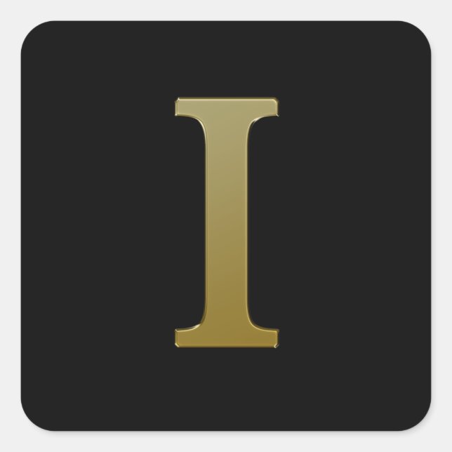 Adesivo Quadrado Letra I Dourada Praça Sticker (Frente)