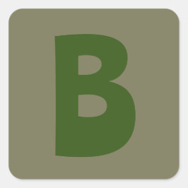 Adesivo Quadrado Letra inicial do monograma verde elegante