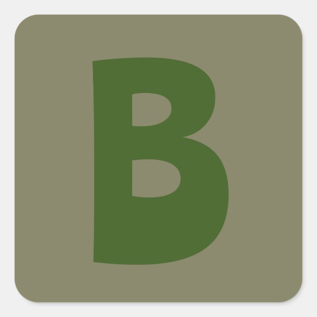 Adesivo Quadrado Letra inicial do monograma verde elegante (Frente)