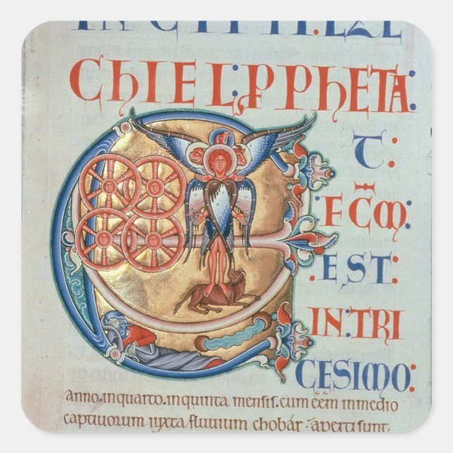 Adesivo Quadrado Letra inicial "E" e factum est (Frente)