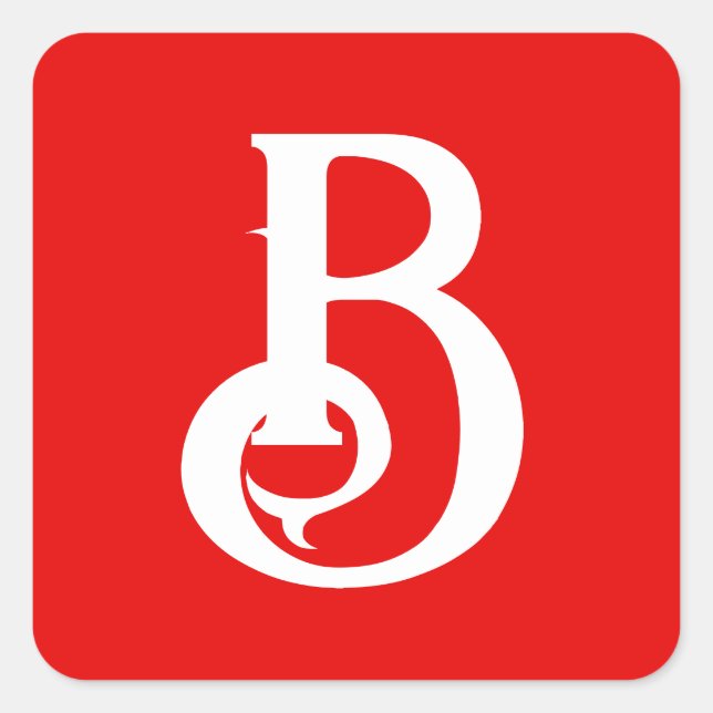 Adesivo Quadrado Letra inicial monograma branco branco clássico (Frente)