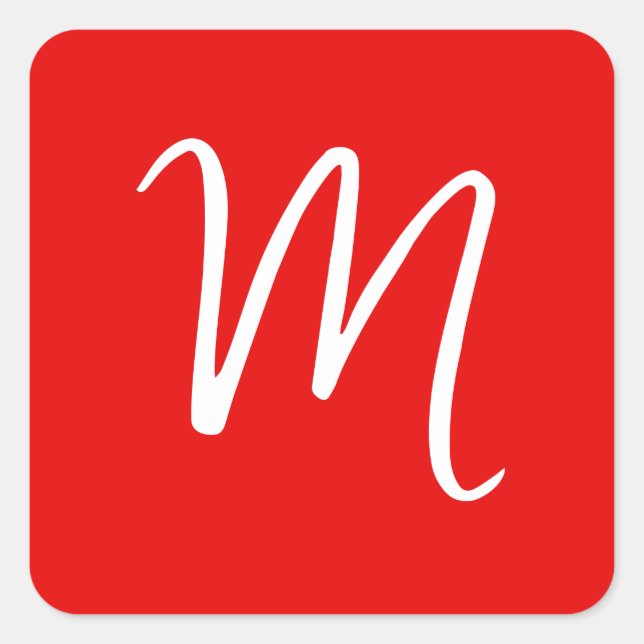 Adesivo Quadrado Letra inicial monograma Na moda vermelho branco (Frente)