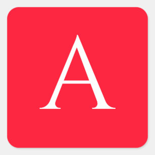 Adesivo Quadrado Letra Inicial Monograma Vermelho Branco Simples