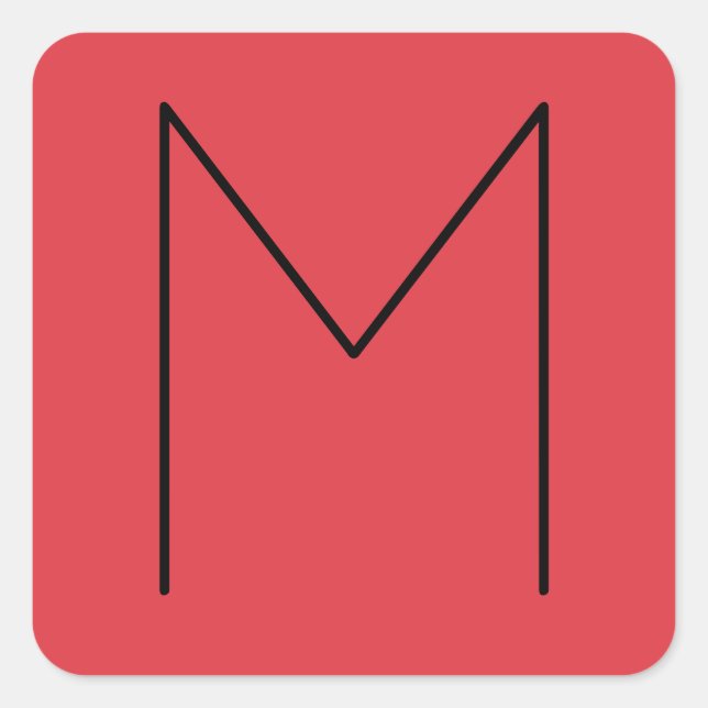 Adesivo Quadrado Letra inicial monograma vermelho minimalista (Frente)