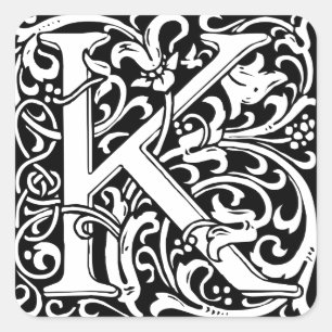 Adesivo Quadrado Letra K Monograma Medieval Arte Nova