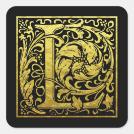 Adesivo Quadrado Letra L Primeira Letra Autocolante Dourado