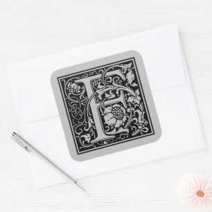 Adesivo Quadrado Letra Maiúscula F Matte Silver de William Morris
