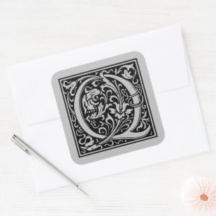 Adesivo Quadrado Letra Maiúscula Q Matte Silver de William Morris