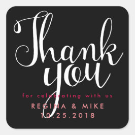 Adesivo Quadrado Letra Manuscrita Casamento Obrigado Sticker
