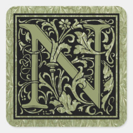 Adesivo Quadrado Letra N Primeira Letra Monograma