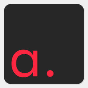 Adesivo Quadrado Letra Negra Vermelha Monograma Inicial Simples