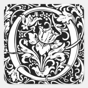 Adesivo Quadrado Letra O Monograma Medieval Arte Nova