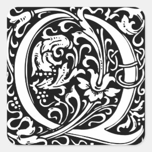 Adesivo Quadrado Letra Q Monograma Medieval Arte Nova