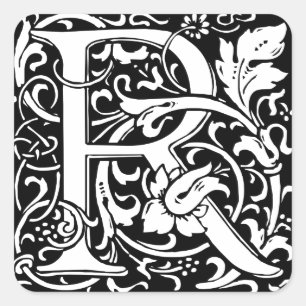 Adesivo Quadrado Letra R Monograma Medieval Arte Nova