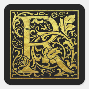 Adesivo Quadrado Letra R Primeira Letra Preto Preto Preto Preto Pre