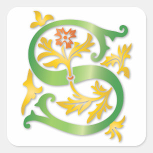Adesivo Quadrado Letra S Monograma Fleur de lis