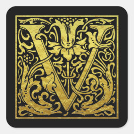 Adesivo Quadrado Letra V Primeira Letra Preto Preto Preto Preto Pre