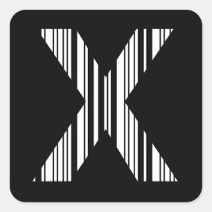 Adesivo Quadrado LETRA X CÓDIGO DE BAR Primeiro Padrão de Código